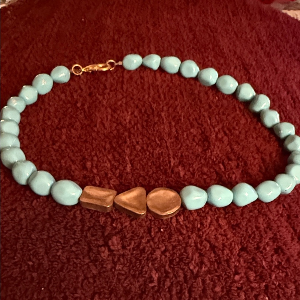 Turquoise and Gold Beaded Necklace